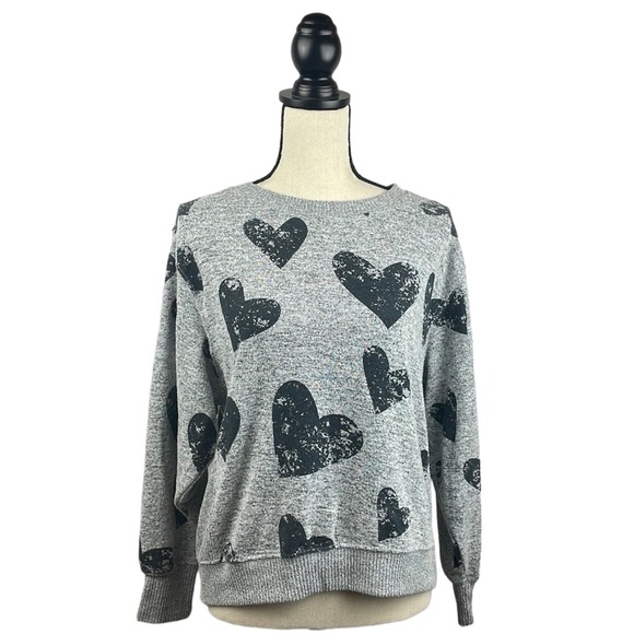 Philosophy Sweaters - Philosophy Republic Clothing Sweater SZ S Distressed Hearts Soft